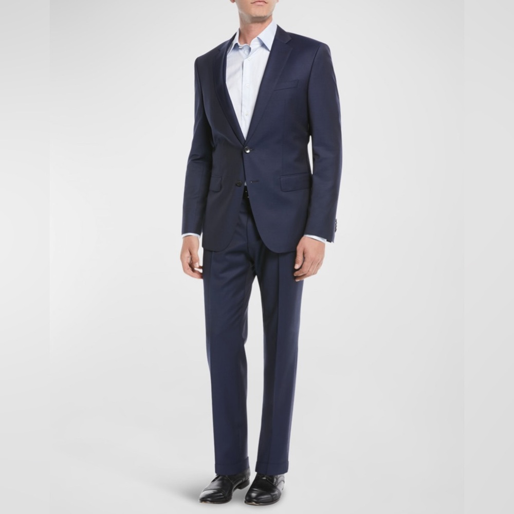 Men’s Wool Basic Hugo Boss Blue Two-Piece Slim Fit Suit